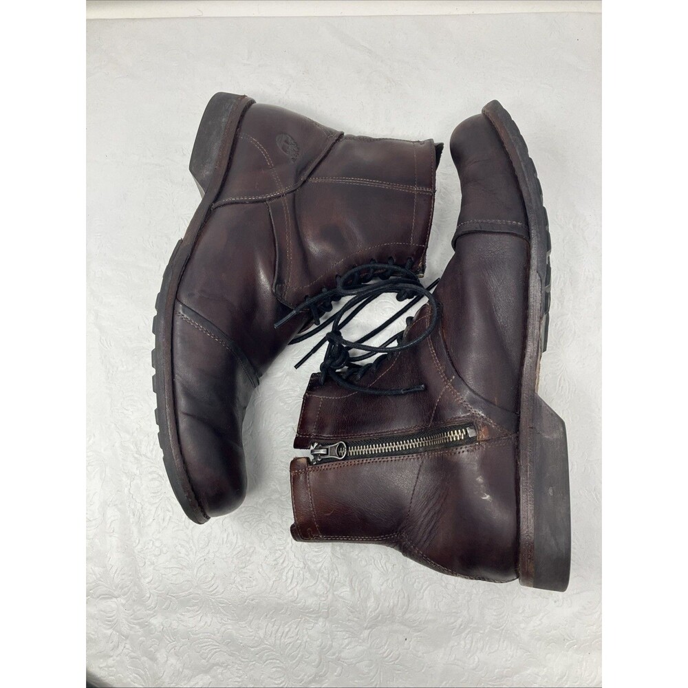 Timberland Earthkeepers City Side Zip Boots Brown Leather Cap Toe Mens Size 11